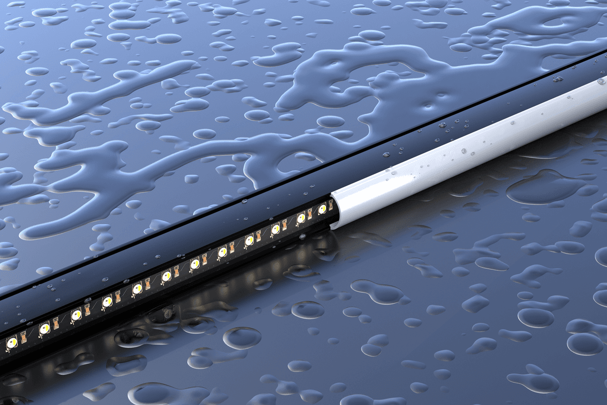 diktakrom PXP170 LED pixel profile close-up showing waterproof aluminum body with LED pixels